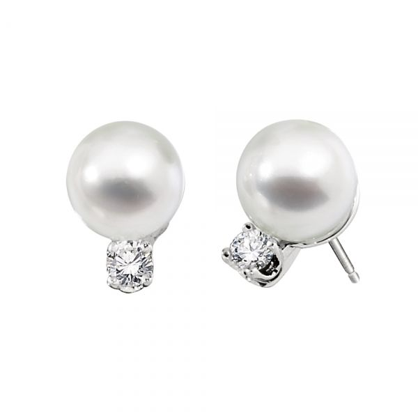 Pearl + Diamond Earrings Hingham Jewelers Hingham, MA