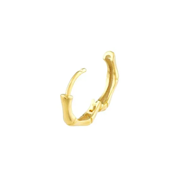 Bamboo Huggie Hoop Earrings Image 2 Hingham Jewelers Hingham, MA
