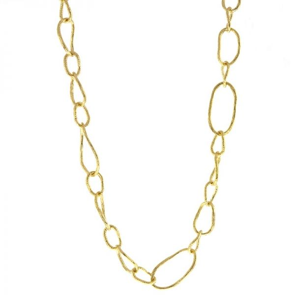 Texture Gold Link Necklace Hingham Jewelers Hingham, MA