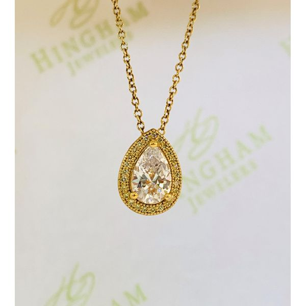 CZ Pear Halo Pendant Hingham Jewelers Hingham, MA