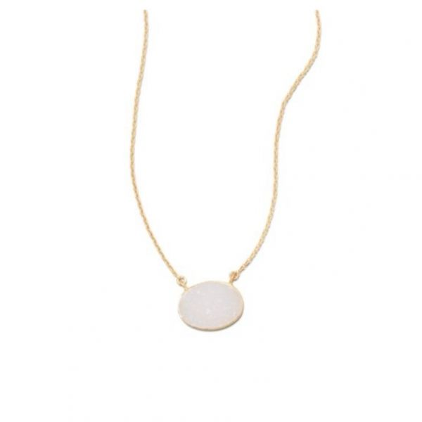 Gold Plated Druzy Quartz Necklace Hingham Jewelers Hingham, MA