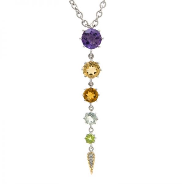 Sterling Silver Multi-Color Drop Necklace Hingham Jewelers Hingham, MA