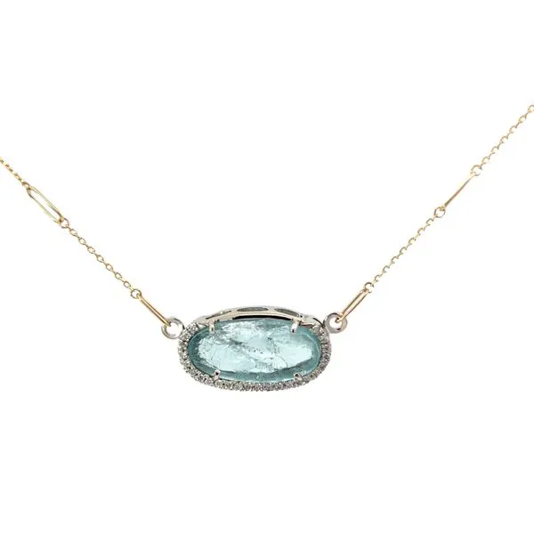 Raw Aquamarine and Diamond Necklace Hogan's Jewelers Gaylord, MI