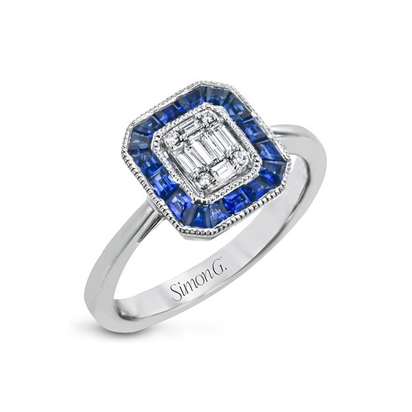 Simon G antique design sapphire and diamond ring. Holliday Jewelry Klamath Falls, OR