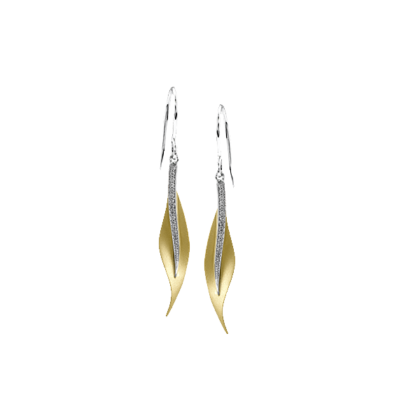 Simon G leaf design drop earrings. Holliday Jewelry Klamath Falls, OR