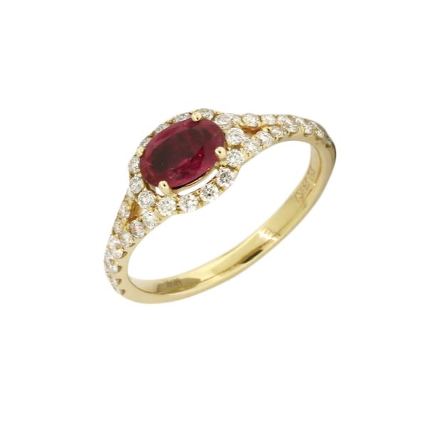 Stunning ruby and diamond halo style ring. Holliday Jewelry Klamath Falls, OR