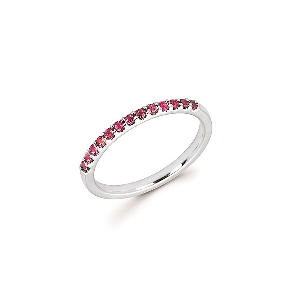 Pink tourmaline band featured in 14 karat white gold Holliday Jewelry Klamath Falls, OR