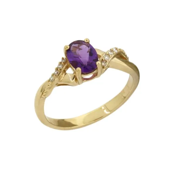 Stunning amethyst ring featured in 14 karat yellow gold. Holliday Jewelry Klamath Falls, OR