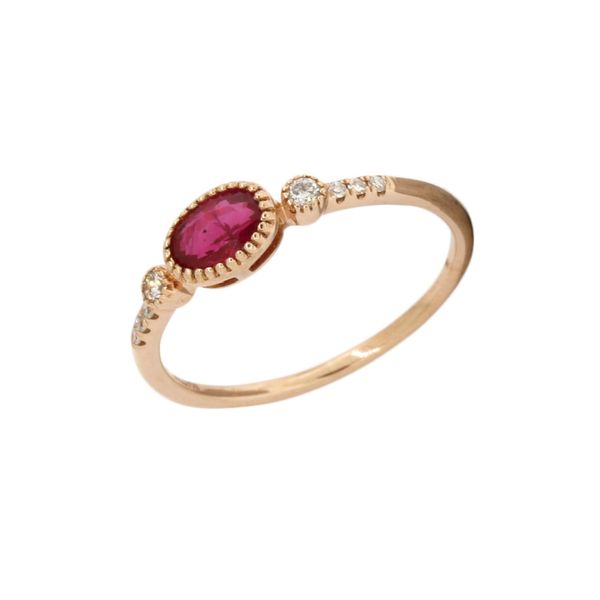 Mastini 14 karat rose gold diamond and ruby ring. Holliday Jewelry Klamath Falls, OR