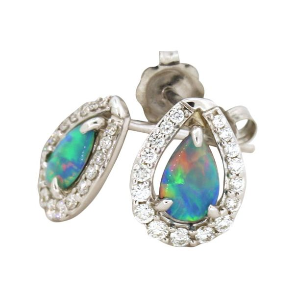 Opal and diamond halo-style earrings Holliday Jewelry Klamath Falls, OR