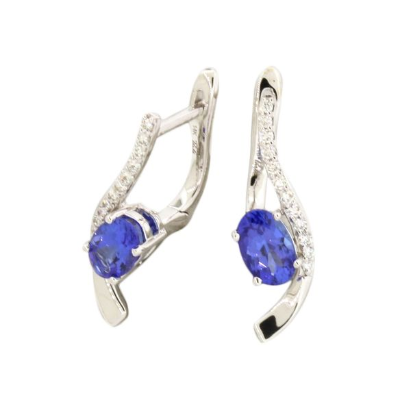Tanzanite and diamond earrings featured in 14 karat white gold Holliday Jewelry Klamath Falls, OR