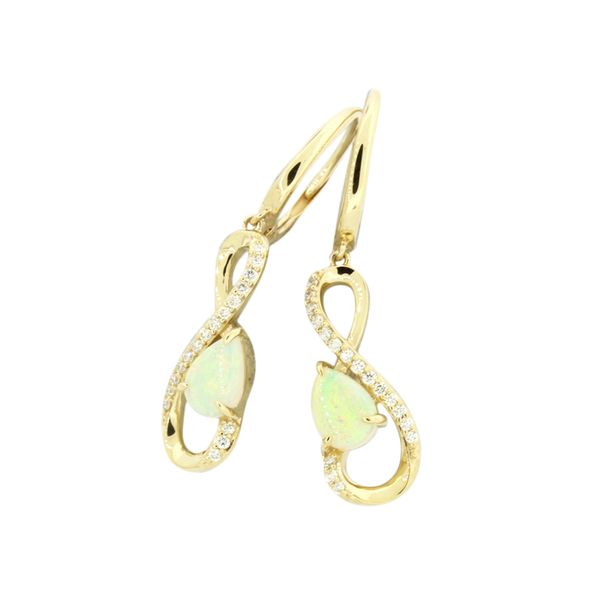 Stunning 14 karat yellow gold opal and diamond earrings Holliday Jewelry Klamath Falls, OR