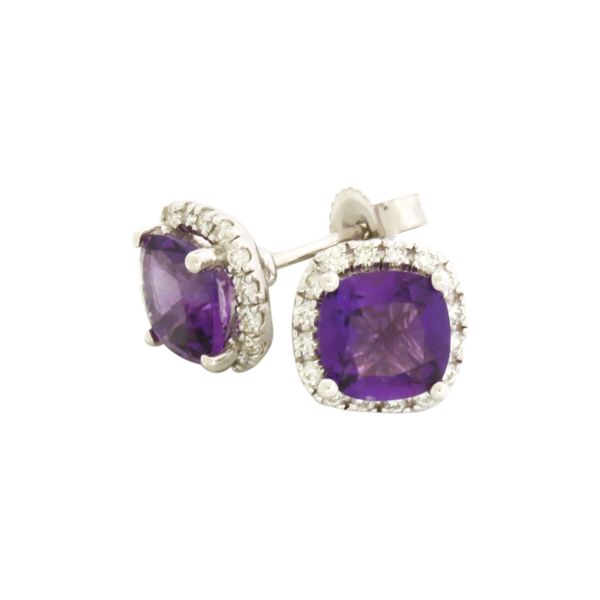 Amethyst and diamond halo-style earrings Holliday Jewelry Klamath Falls, OR