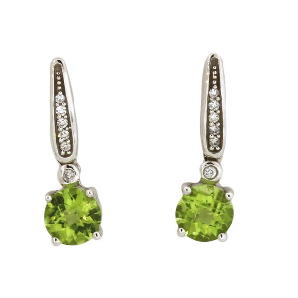 14 karat white gold peridot and diamond earrings Holliday Jewelry Klamath Falls, OR