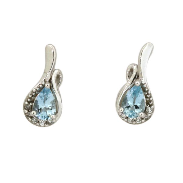 Aquamarine and diamond earrings featured in 14 karat white gold Holliday Jewelry Klamath Falls, OR