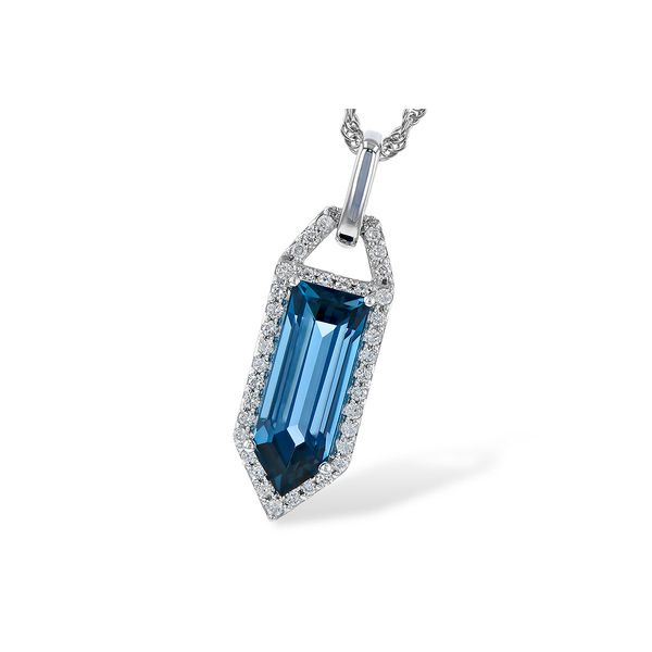 Allison Kaufman 14 karat white gold blue topaz pendant Holliday Jewelry Klamath Falls, OR