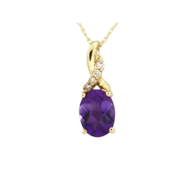 Beautiful amethyst and diamond pendant featured in 14 karat yellow gold Holliday Jewelry Klamath Falls, OR