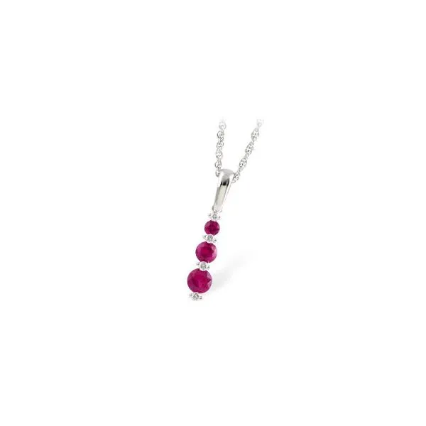 Radiant Ruby and Diamond Graduated Drop Pendant Holliday Jewelry Klamath Falls, OR