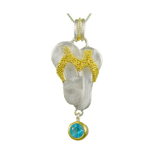 Poseidon's Treasure Blue Topaz Flip Flop Pendant Holliday Jewelry Klamath Falls, OR