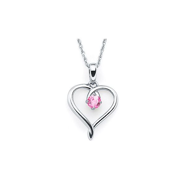 Heart pendant with simulated pink tourmaline. Holliday Jewelry Klamath Falls, OR