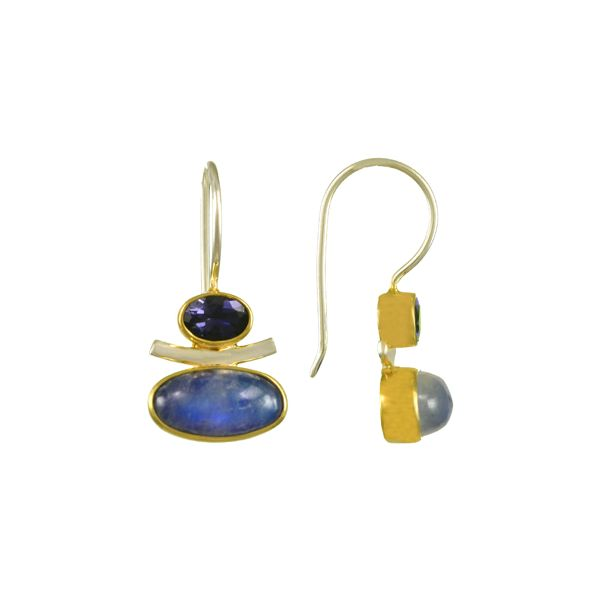 Painted Moonstone & Iolite Earrings Holliday Jewelry Klamath Falls, OR