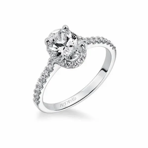 Halo Oval Engagement Ring with Diamond Band *Setting Only* Holtan's Jewelry Winona, MN