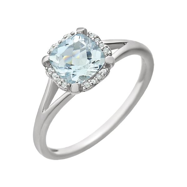 Aquamarine and Diamond Halo Ring Holtan's Jewelry Winona, MN