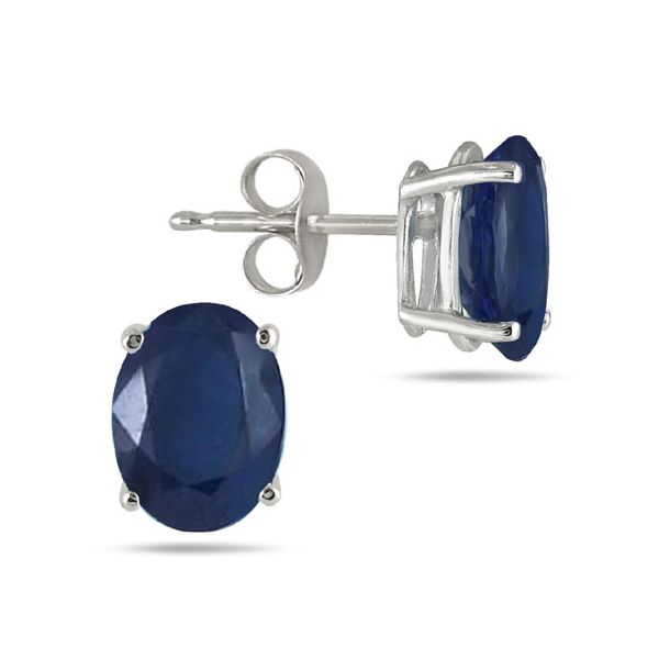 White Gold Oval Cut Sapphire Earrings Holtan's Jewelry Winona, MN
