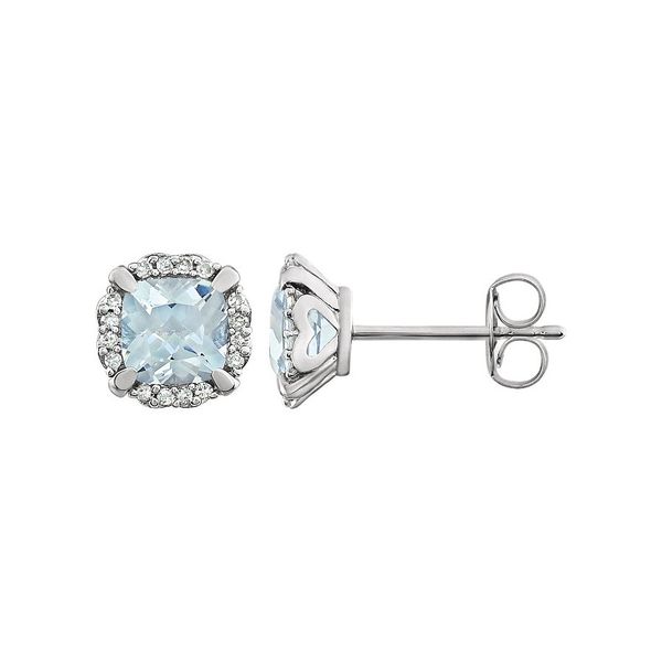 White Gold Aquamarine and Diamond Earrings Holtan's Jewelry Winona, MN