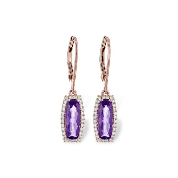 Rose Gold Amethyst and Diamond Earrings Holtan's Jewelry Winona, MN