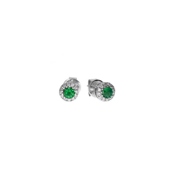 White Gold Emerald and Diamond Earrings Holtan's Jewelry Winona, MN