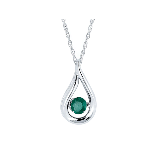 Silver Dancing Emerald Gemstone Pendant Holtan's Jewelry Winona, MN