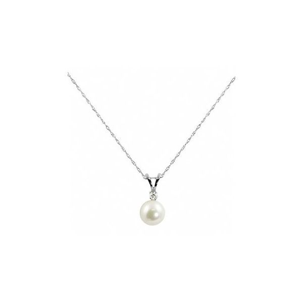 White Gold Pearl and Diamond Pendant Holtan's Jewelry Winona, MN