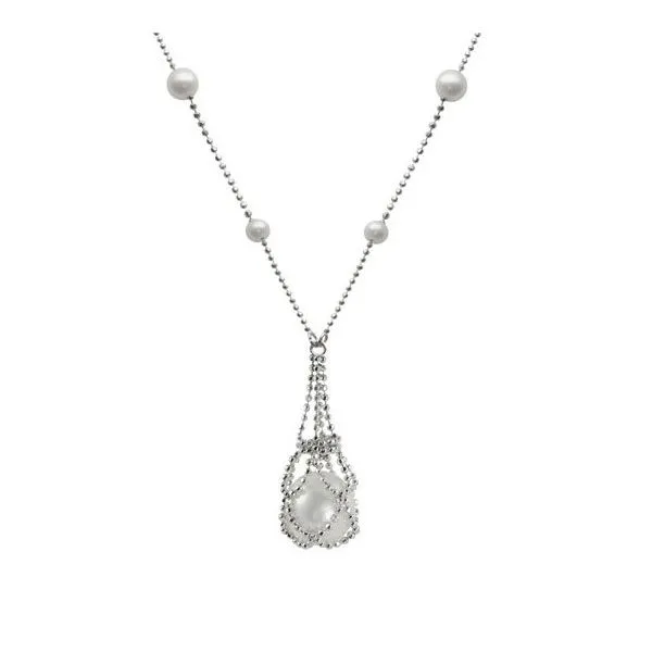 Silver Lace Freshwater Pearl Drop Necklace Holtan's Jewelry Winona, MN