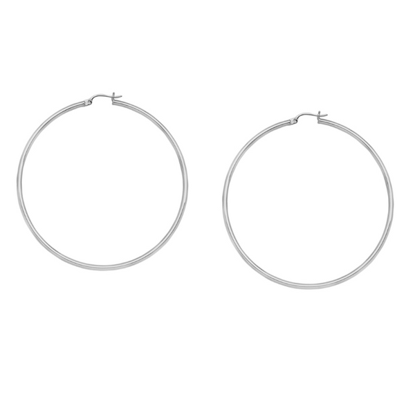 14k white gold hoops 2x35mm Holtan's Jewelry Winona, MN
