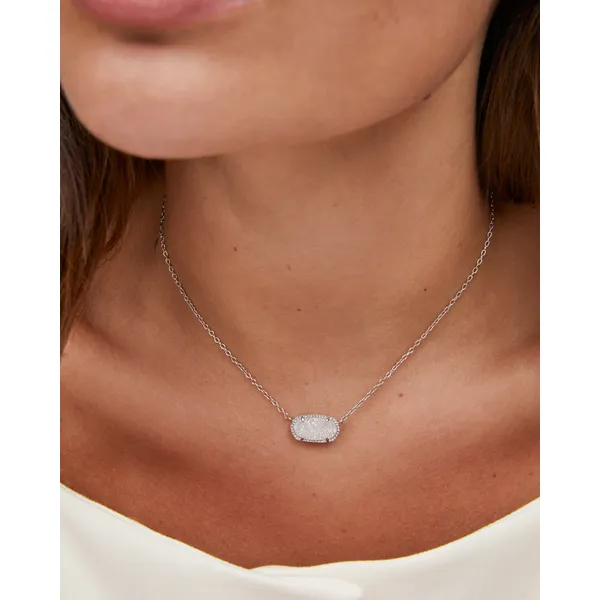 Elisa Silver Pendant Necklace with Platinum Drusy by Kendra Scott Image 4 House of Silva Wooster, OH
