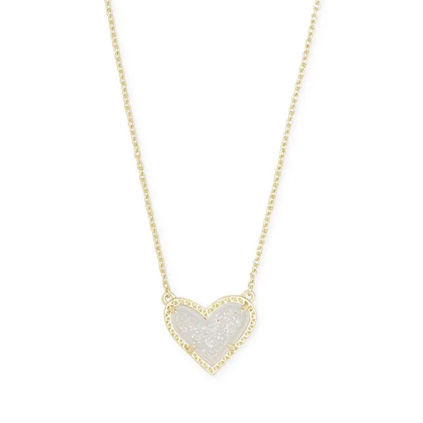 Framed Ari Heart Gold Short Pendant Necklace in Iridescent Drusy by Kendra Scott House of Silva Wooster, OH