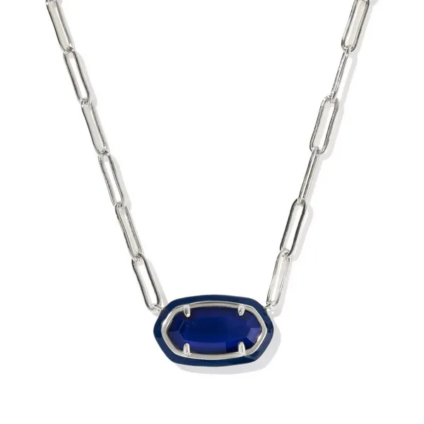 Elisa Enamel Frame Paperclip Necklace in Navy Mother of Pearl by Kendra Scott House of Silva Wooster, OH