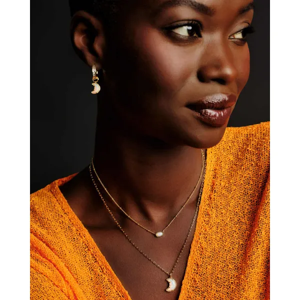 Gold Moon Pendant in White Opalescent Resin by Kendra Scott Image 4 House of Silva Wooster, OH