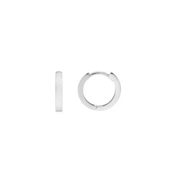 14k white gold 2 mm wide huggie style earrings Hudson Valley Goldsmith New Paltz, NY