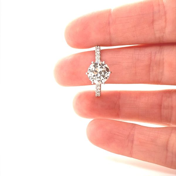 Platinum Pave Round Brilliant Cut Diamond Engagement Ring Image 2 Jaymark Jewelers Cold Spring, NY