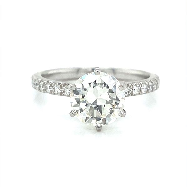 Platinum Pave Round Brilliant Cut Diamond Engagement Ring Jaymark Jewelers Cold Spring, NY