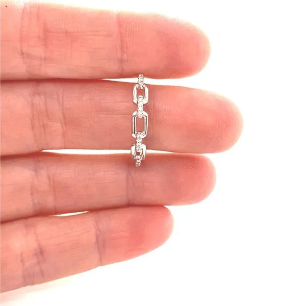 14K White Gold Diamond Link Band Image 2 Jaymark Jewelers Cold Spring, NY