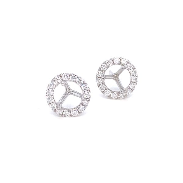 14K White Gold Diamond Halo Stud Earring Mountings Jaymark Jewelers Cold Spring, NY
