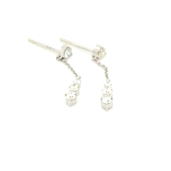 14K White Gold Diamond Dangle Earrings Image 2 Jaymark Jewelers Cold Spring, NY