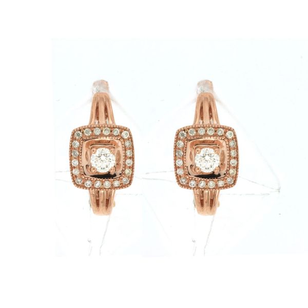 14K Rose Gold Diamond Hoop Earrings Jaymark Jewelers Cold Spring, NY