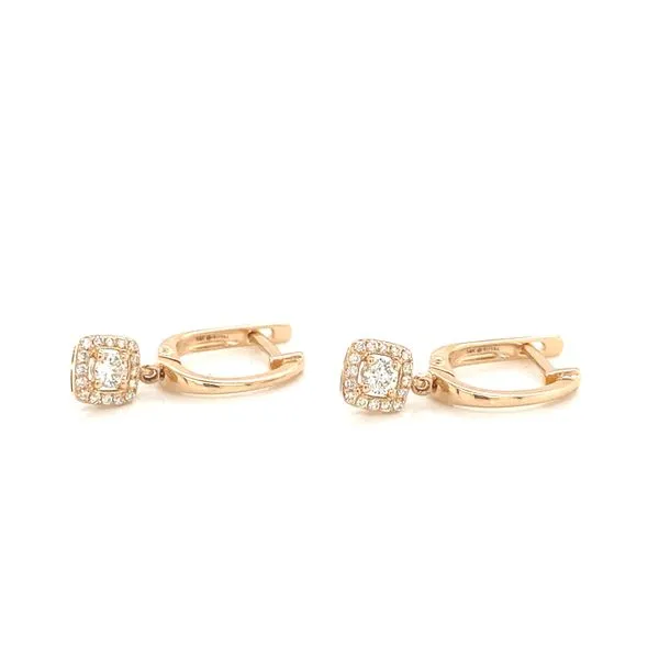 14K Rose Gold Diamond Dangle Earrings Image 3 Jaymark Jewelers Cold Spring, NY