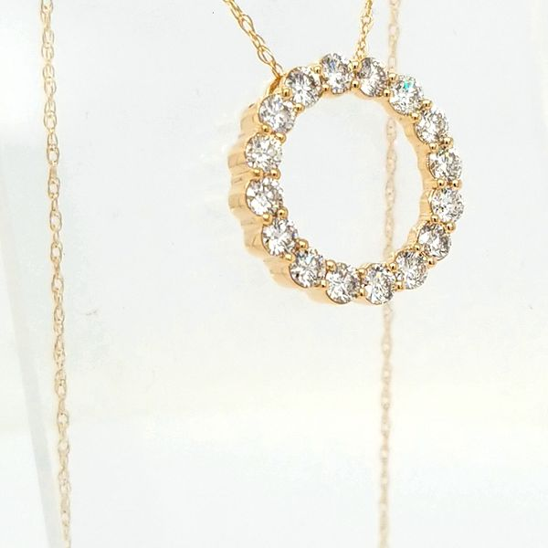 14K Yellow Gold Diamond Circle Pendant Image 2 Jaymark Jewelers Cold Spring, NY