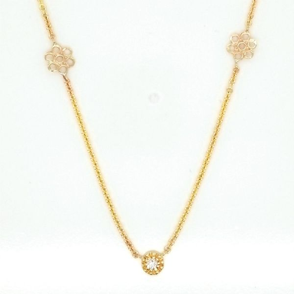 14K Yellow Gold Flower Diamond Necklace Image 2 Jaymark Jewelers Cold Spring, NY