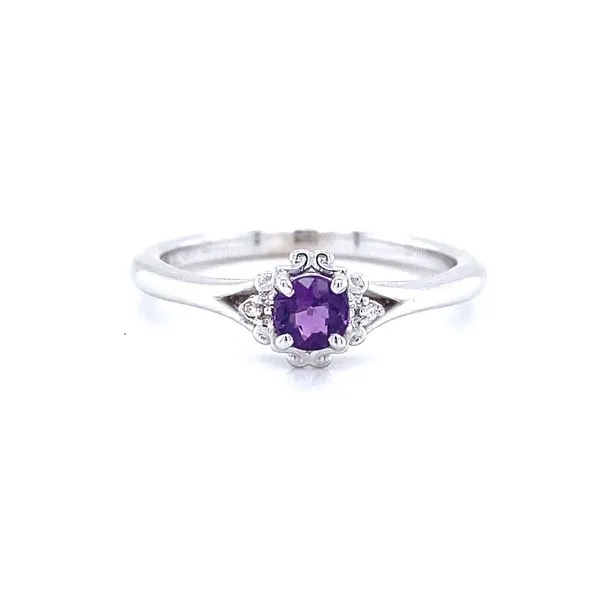 14K White Gold Amethyst and Diamond Half Halo Ring Jaymark Jewelers Cold Spring, NY